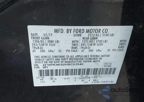 2017 Ford Edge Titanium from USA, damaged, VIN 2FMPK4K92HBC03540